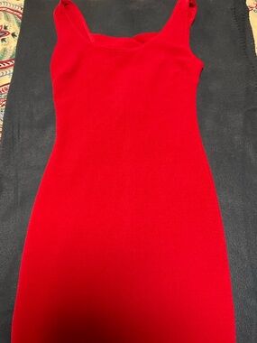 Aqua Red Sleeveless Mini Bodycon Dress